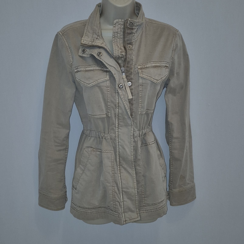 Women's XS Khaki Beige Cargo Utiliy HIking Cotton Blend Jacket